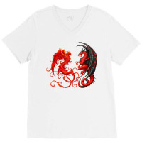 Rising Phoenix Fire And Dragon T Shirt V-neck Tee | Artistshot