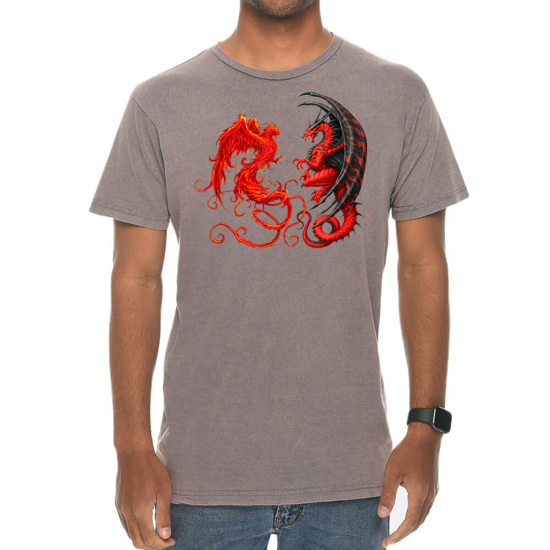 Rising Phoenix Fire And Dragon T Shirt Vintage T-Shirt by hin | Artistshot