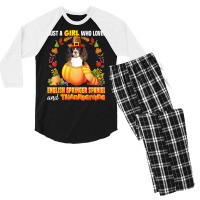 Just A Girl Who Loves English Springer Spaniel Thanksgiving Men's 3/4 Sleeve Pajama Set | Artistshot