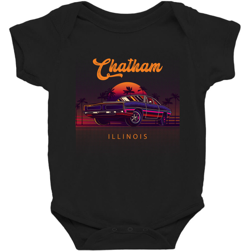 Chatham Illinois Retro Vintage 80s 90s Muscle Cars Retrowave Aesthetic Baby Bodysuit by pancakespienova | Artistshot