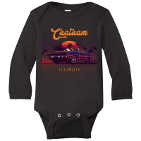 Chatham Illinois Retro Vintage 80s 90s Muscle Cars Retrowave Aesthetic Long Sleeve Baby Bodysuit | Artistshot