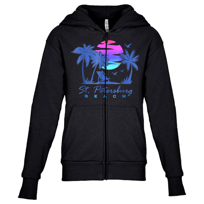 St. Petersburg Beach St Pete Florida Vacation Vintage Sunset Youth Zipper Hoodie by Queens | Artistshot