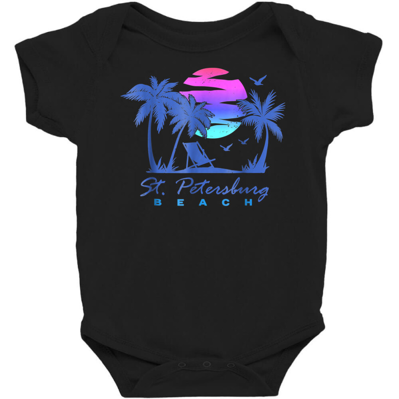 St. Petersburg Beach St Pete Florida Vacation Vintage Sunset Baby Bodysuit by Queens | Artistshot