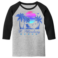 St. Petersburg Beach St Pete Florida Vacation Vintage Sunset Youth 3/4 Sleeve | Artistshot