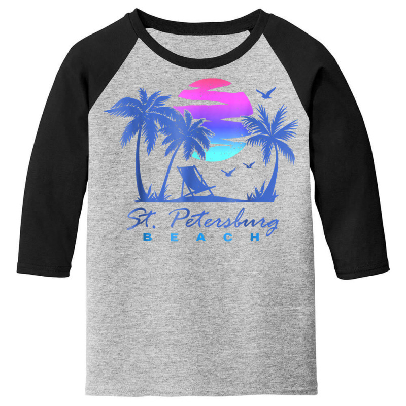 St. Petersburg Beach St Pete Florida Vacation Vintage Sunset Youth 3/4 Sleeve by Queens | Artistshot