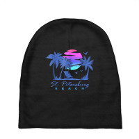 St. Petersburg Beach St Pete Florida Vacation Vintage Sunset Baby Beanies | Artistshot