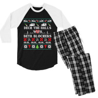 Deck The Halls Beta Blockers Nurse Christmas Ugly Sweater Men's 3/4 Sleeve Pajama Set | Artistshot