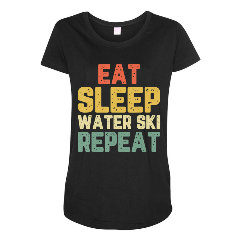 Eat Sleep Water Ski Repeat Skiing Skier Waterskiing Vintage Maternity Scoop Neck T-shirt by cm-arts | Artistshot