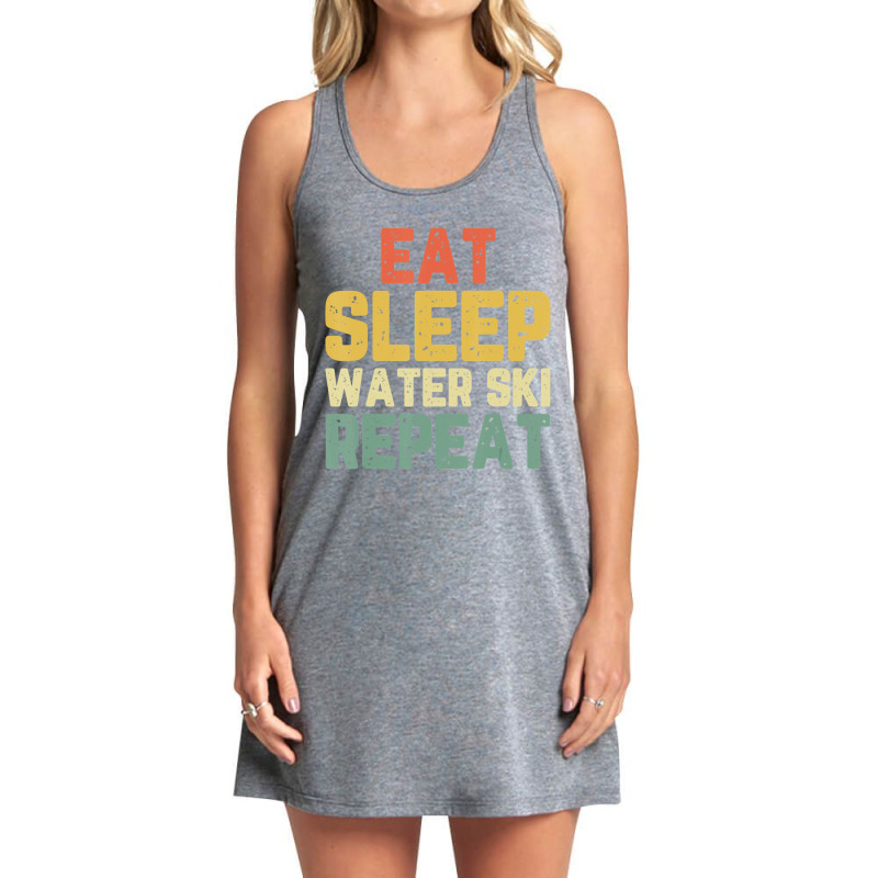 Eat Sleep Water Ski Repeat Skiing Skier Waterskiing Vintage Tank Dress by cm-arts | Artistshot