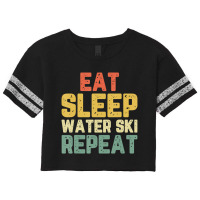 Eat Sleep Water Ski Repeat Skiing Skier Waterskiing Vintage Scorecard Crop Tee | Artistshot