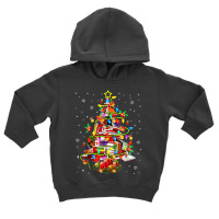 Xmas Tree Library Xmas Lights Tree Book Lover Librarian Toddler Hoodie | Artistshot