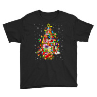 Xmas Tree Library Xmas Lights Tree Book Lover Librarian Youth Tee | Artistshot