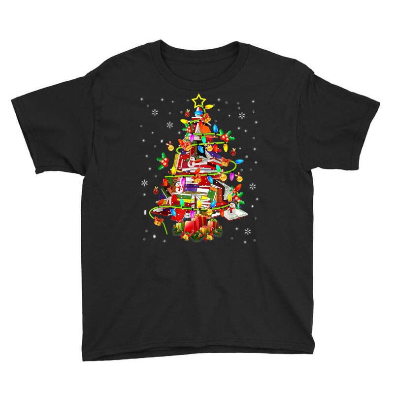 Xmas Tree Library Xmas Lights Tree Book Lover Librarian Youth Tee by Color | Artistshot