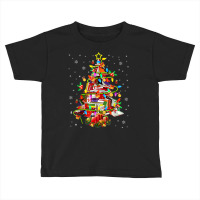 Xmas Tree Library Xmas Lights Tree Book Lover Librarian Toddler T-shirt | Artistshot