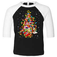 Xmas Tree Library Xmas Lights Tree Book Lover Librarian Toddler 3/4 Sleeve Tee | Artistshot