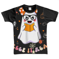 Groovy Halloween Creep It Real Funny Ghost Reading Graphic Youth T-shirt | Artistshot