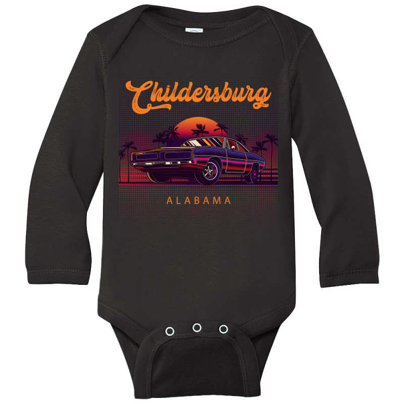 Childersburg Alabama Retro Vintage 80s 90s Muscle Cars Retrowave Aesth Long Sleeve Baby Bodysuit by pancakespienova | Artistshot