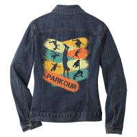 Retro Parkour For Boys Silhouette Vintage Free Running Ladies Denim Jacket | Artistshot