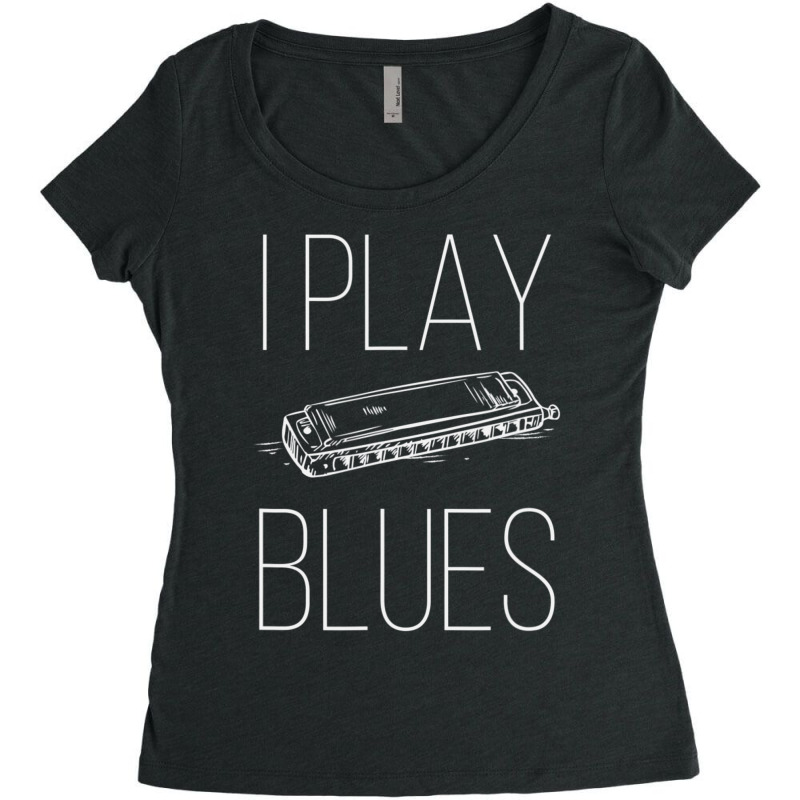 Harmonica I Play Blues I Mouth Organ Musician Women's Triblend Scoop T-shirt by cm-arts | Artistshot