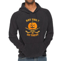 Hat Trick Or Treat Funny Pumpkin Ice Hockey Halloween Vintage Hoodie | Artistshot