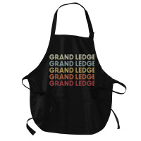 Grand Ledge Michigan Grand Ledge Mi Retro Vintage Text Medium-length Apron | Artistshot