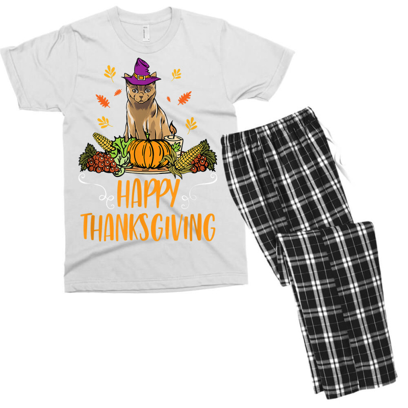 Happy Thanksgiving Cat Clothing Gift Funny Thanksgiving Day Men's T-shirt Pajama Set | Artistshot