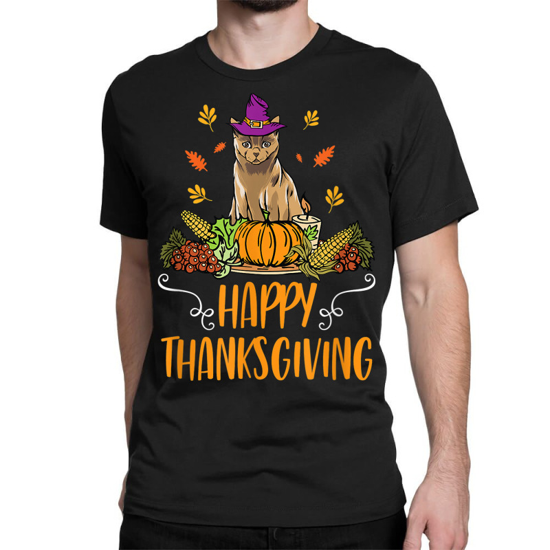 Happy Thanksgiving Cat Clothing Gift Funny Thanksgiving Day Classic T-shirt | Artistshot