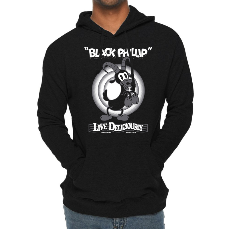 Black Phillip Vintage Cartoon Witch Goth Occult Live Deliciously Class Lightweight Hoodie by Claire J Tinsley | Artistshot