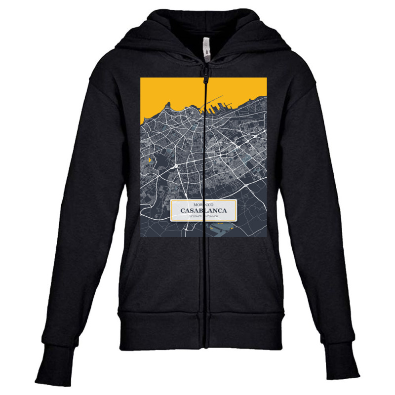 Casablanca Blueprint Street Map Casabl Casablanca Blueprint Street Map Youth Zipper Hoodie by cm-arts | Artistshot