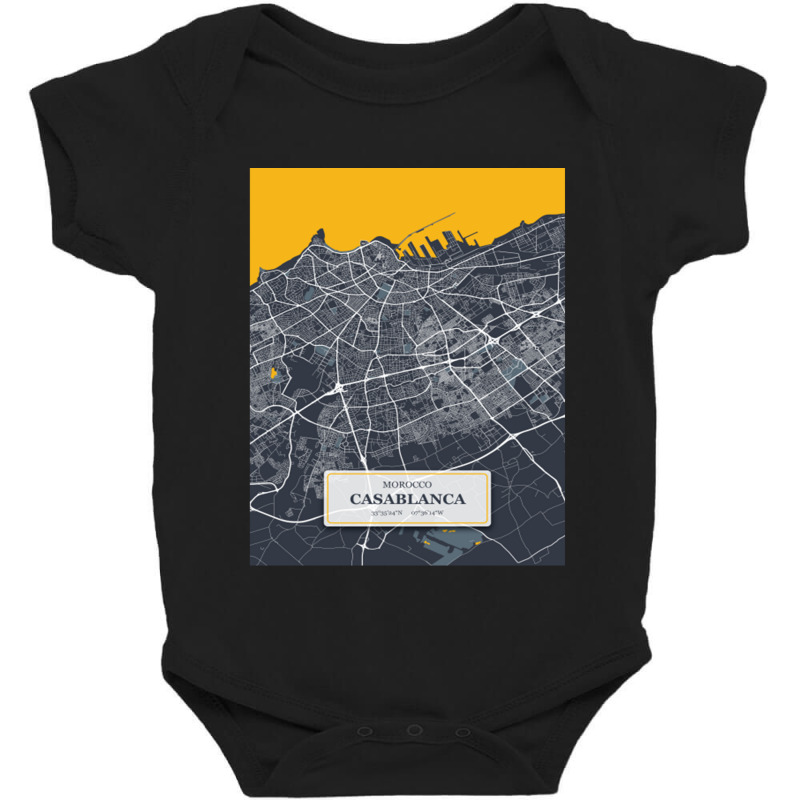 Casablanca Blueprint Street Map Casabl Casablanca Blueprint Street Map Baby Bodysuit by cm-arts | Artistshot