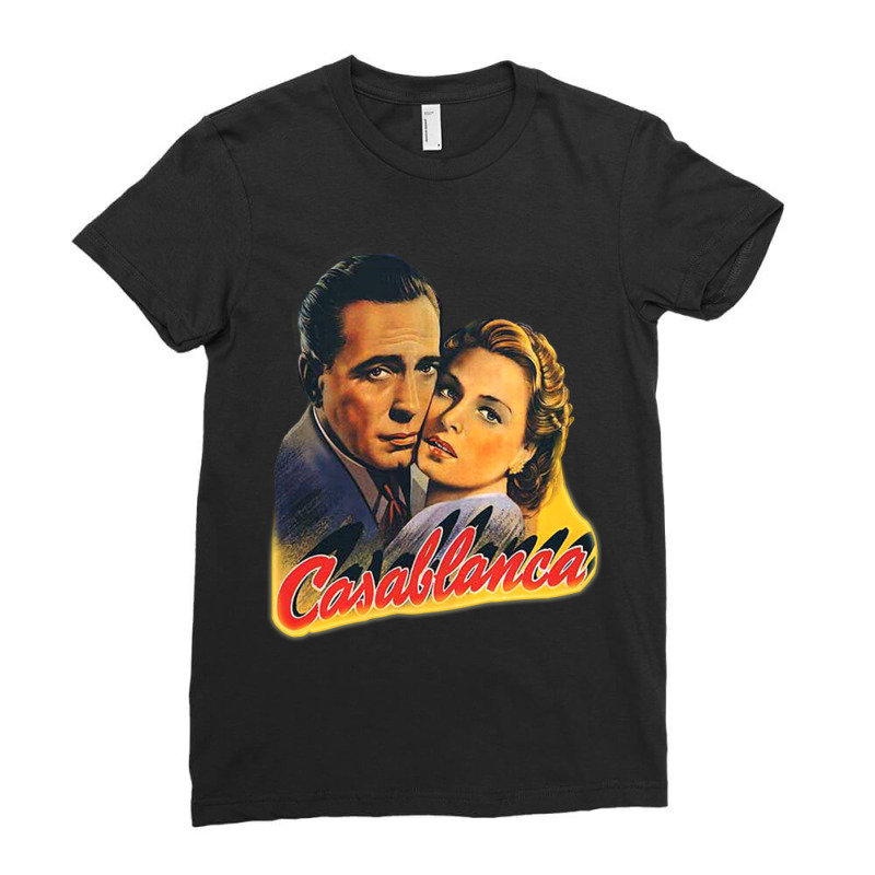 Vintage Retro Casablanca Movie 40s 1942 American Romantic Drama Film M Ladies Fitted T-Shirt by cm-arts | Artistshot