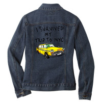 I Survived My Trip To Nyc Ladies Denim Jacket | Artistshot