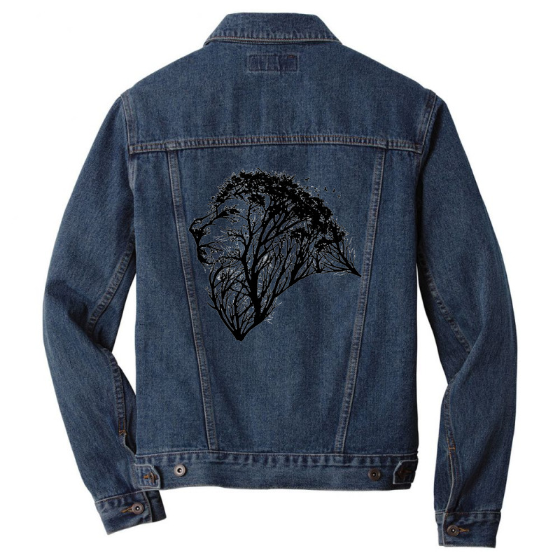 Lion Tree Nature Forest Men Denim Jacket by cm-arts | Artistshot