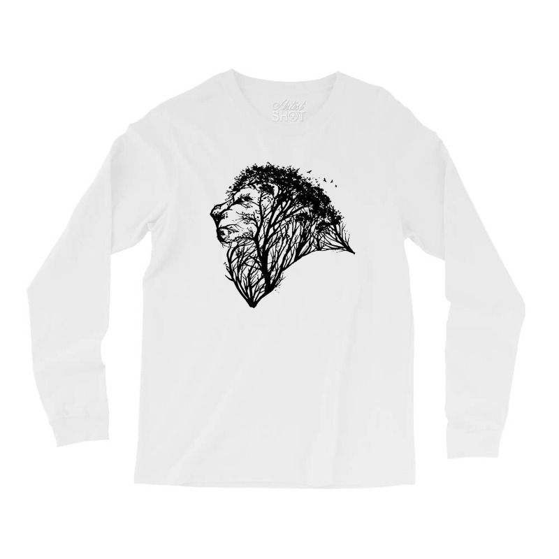 Lion Tree Nature Forest Long Sleeve Shirts by cm-arts | Artistshot