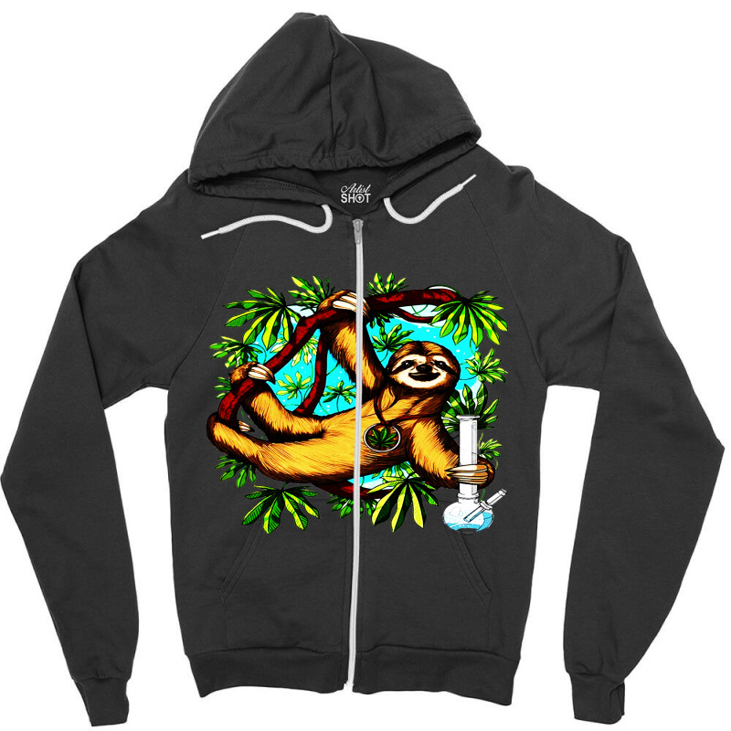 Sloth Weed Stoner Zipper Hoodie | Artistshot