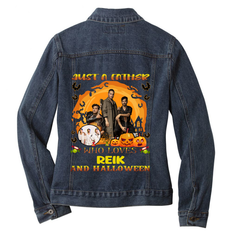 Just A Father Who Loves Reik And Halloween Ladies Denim Jacket by Kaiuno | Artistshot