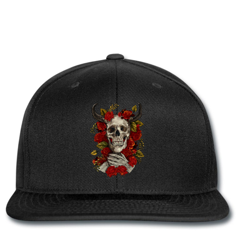 Bull Human Skull With Roses Printed hat by RanaPortraitStore | Artistshot