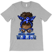 Colon Cancer Warrior Afro Messy Bun T-shirt | Artistshot