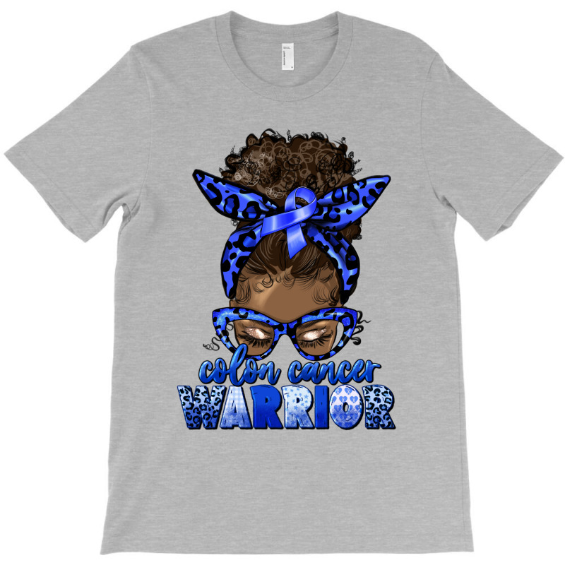 Colon Cancer Warrior Afro Messy Bun T-shirt | Artistshot