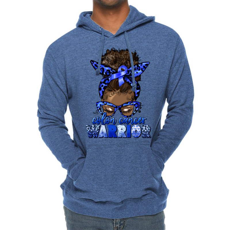 Colon Cancer Warrior Afro Messy Bun Lightweight Hoodie | Artistshot