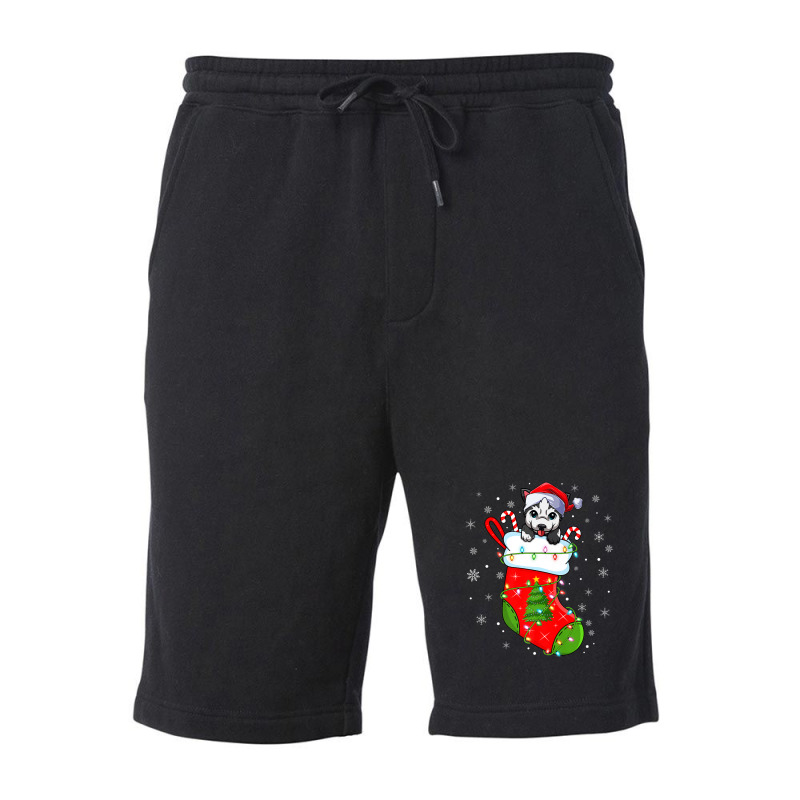 Alaskan Malamute Dog In Christmas Socks Xmas Fleece Short | Artistshot