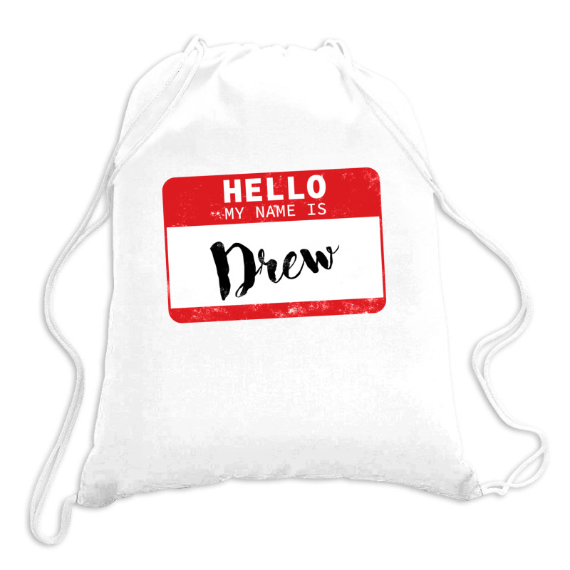 Aac,hello My Name Is Drew Name Tag Drawstring Bags By Cm-arts - Artistshot