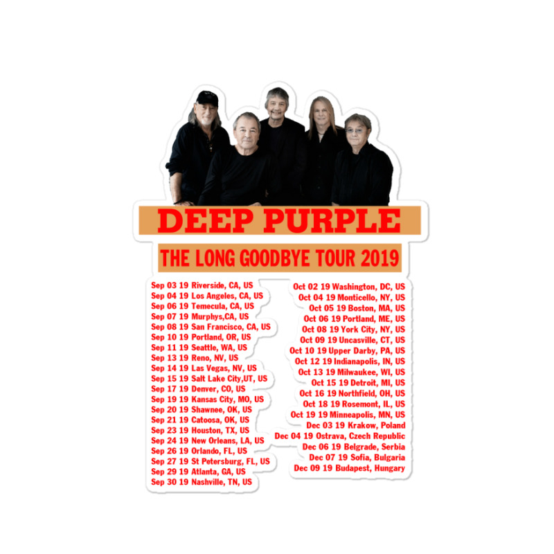 Deep Purple Tour 2019 Back Sticker | Artistshot