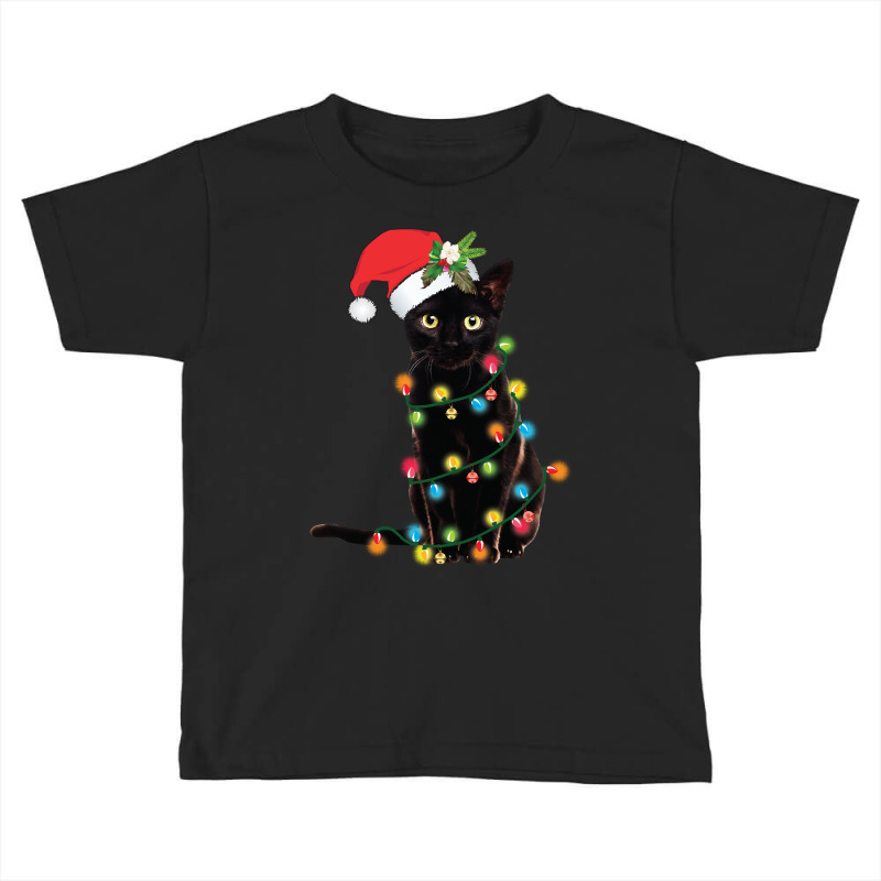 Black Cat Santa Tangled Up In Christmas Lights Sweatshirt Toddler T-shirt | Artistshot