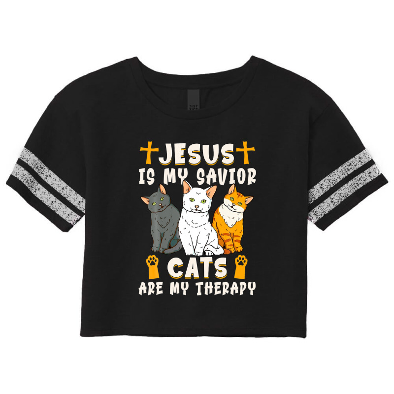 Jesus Is My Savior Cats Are My Therapy Scorecard Crop Tee by arabianartyom | Artistshot