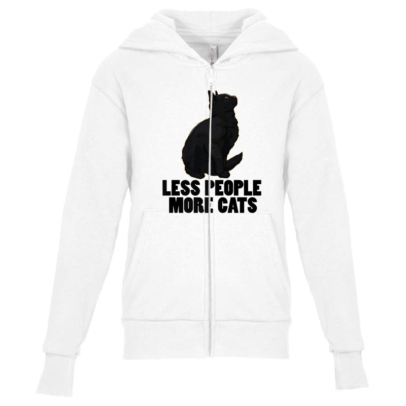 Less People More Black Cat Funny Pet Lover Men Dark Cat Youth Zipper Hoodie by arabianartyom | Artistshot