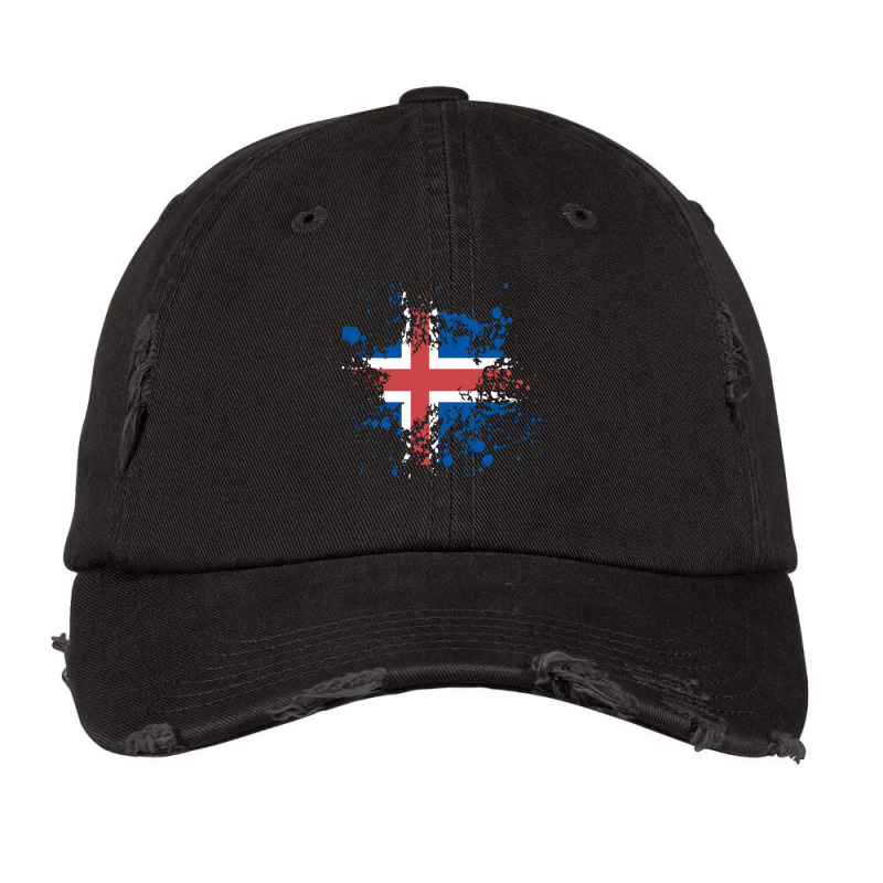 Iceland Flag Ink Vectors Vintage Cap by lik9787 | Artistshot