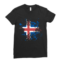 Iceland Flag Ink Vectors Ladies Fitted T-shirt | Artistshot