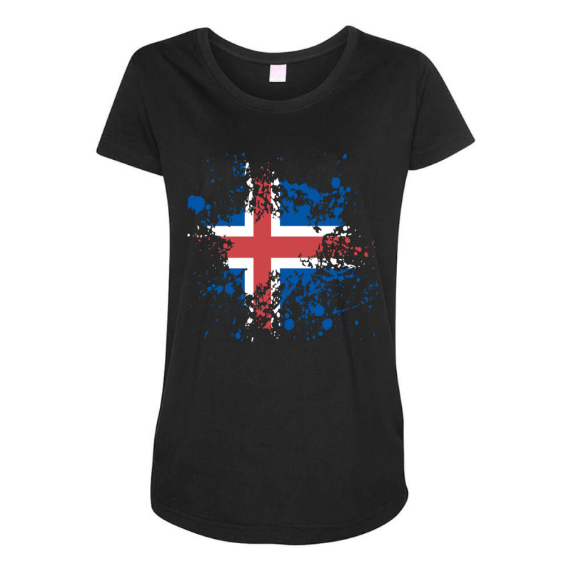 Iceland Flag Ink Vectors Maternity Scoop Neck T-shirt by lik9787 | Artistshot