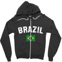 Brazil Brasil Flag Vintage  Men Women Kids Brazil Zipper Hoodie | Artistshot